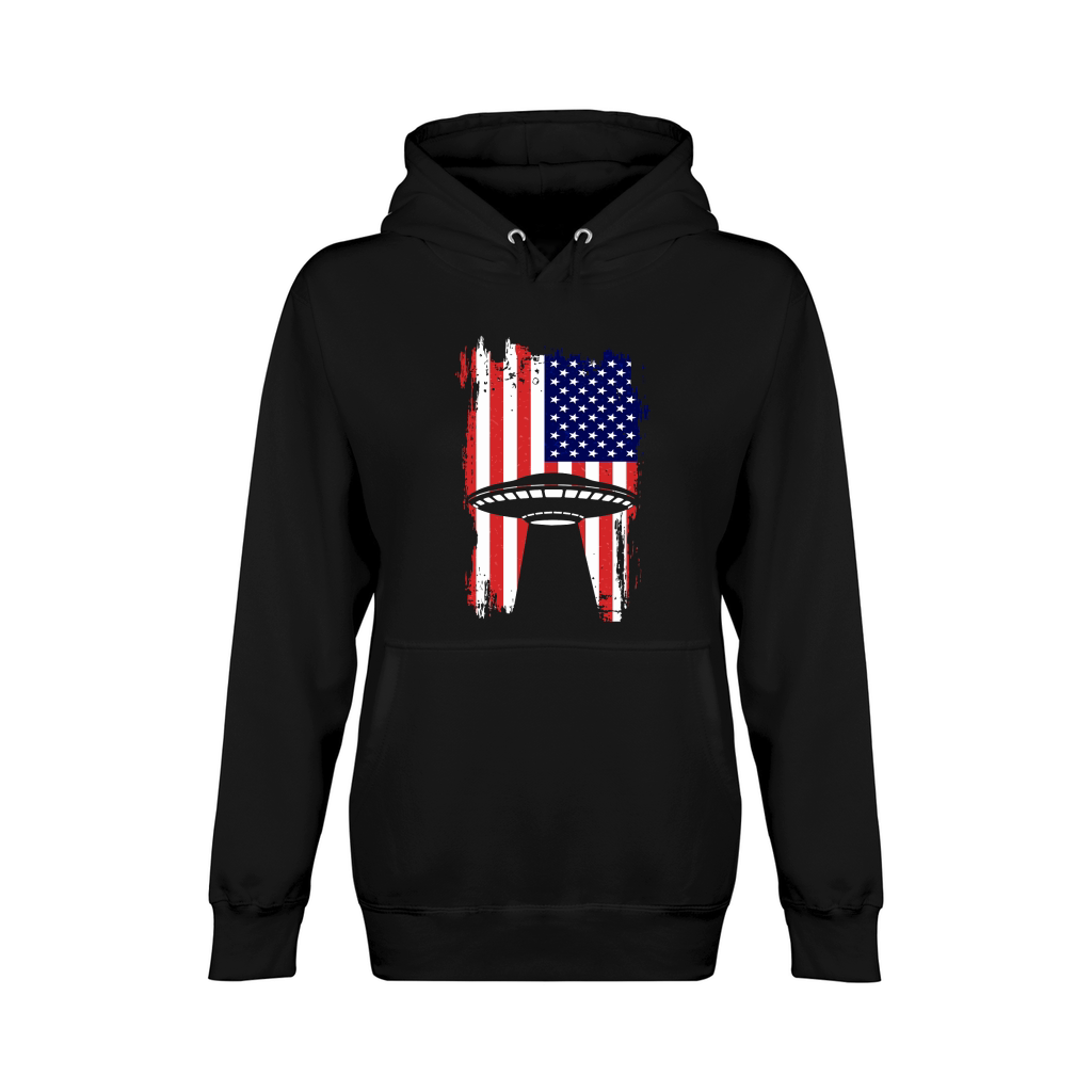 Vintage UFO Alien Flag USA 3 Unisex Premium Pullover Hoodie