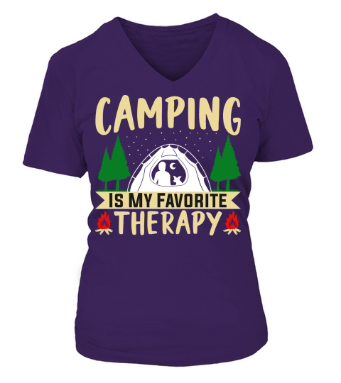 CAMPING IS MY FAVORITE THERAPY V-neck T-Shirt Woman