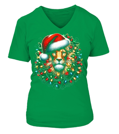 Christmas Lion1 V-neck T-Shirt Woman