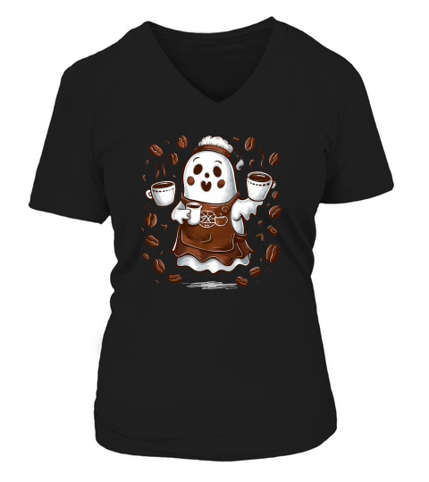 Cute Ghost Boo Halloween 1.02 V-neck T-Shirt Woman
