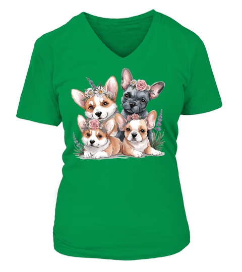 Dog Watercolor Bundle 11 V-neck T-Shirt Woman