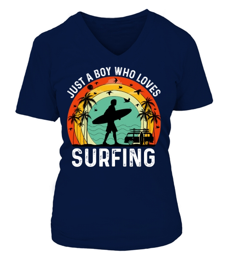 Just a Boy Who Loves Surfing  (2) V-neck T-Shirt Woman
