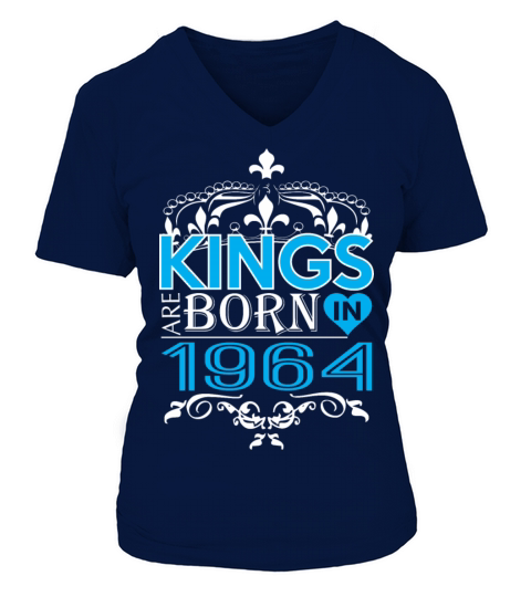 Kings Are Born In 1964 Happy Fathers Day V-neck T-Shirt Woman