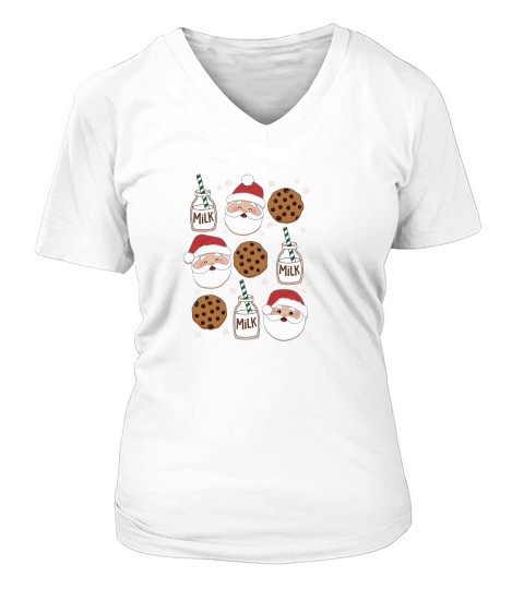 Milk and Cookies Christmas 1 V-neck T-Shirt Woman