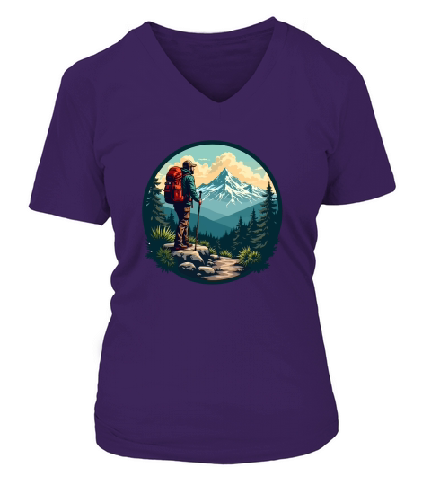 Mountain explorer hiking adventure Illus 04 V-neck T-Shirt Woman