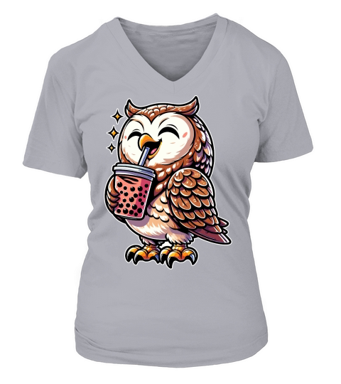 owl BOBA TEA 1 V-neck T-Shirt Woman
