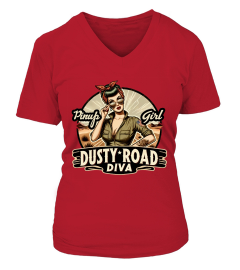 Retro Vintage dusty road diva V-neck T-Shirt Woman