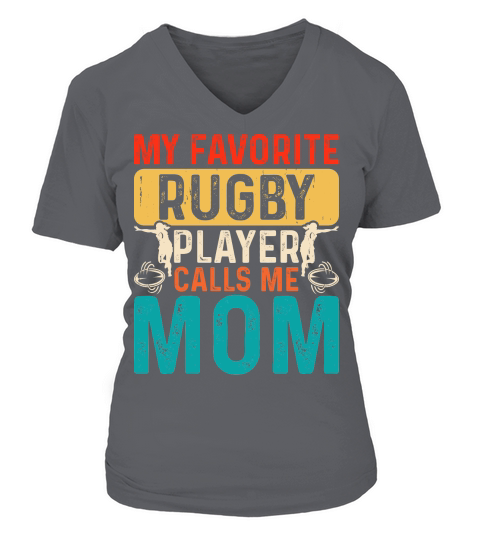 Vintage Rugby Player player Calls Me Mom V-neck T-Shirt Woman