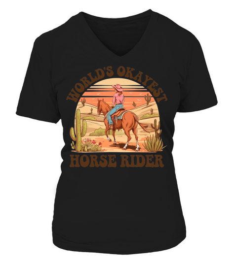Worlds Okayest Horse rider V-neck T-Shirt Woman
