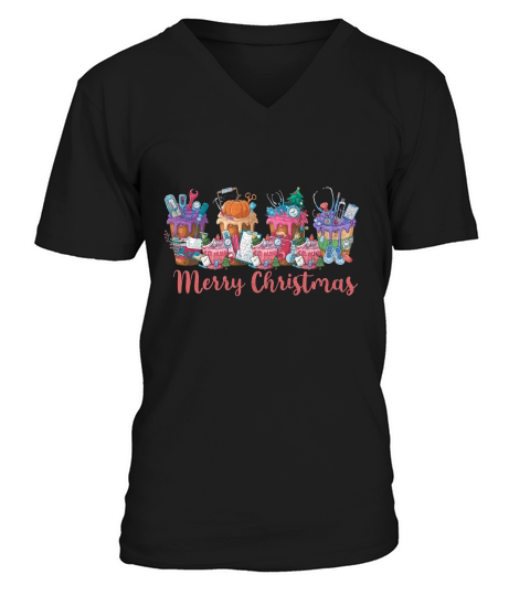 Christmas Nurse Sublimation Bundle 04 V-Neck T-shirt