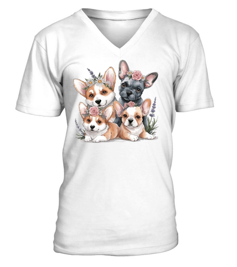 Dog Watercolor Bundle 11 V-Neck T-shirt