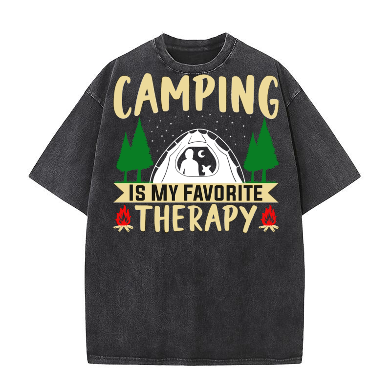 CAMPING IS MY FAVORITE THERAPY Washed T-Shirt