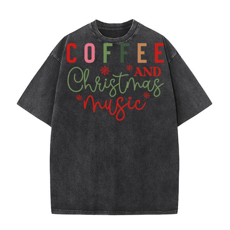 Coffee And Christmas Music 1 Washed T-Shirt