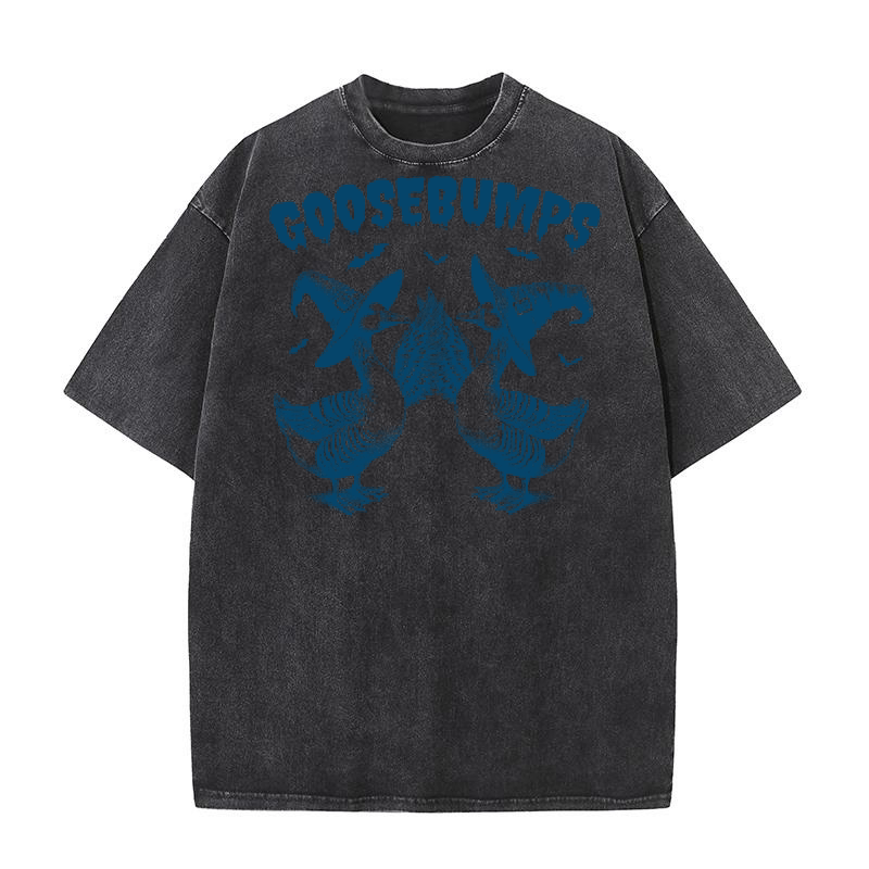 Goosebumps Halloween Witch Goose L Blue Washed T-Shirt