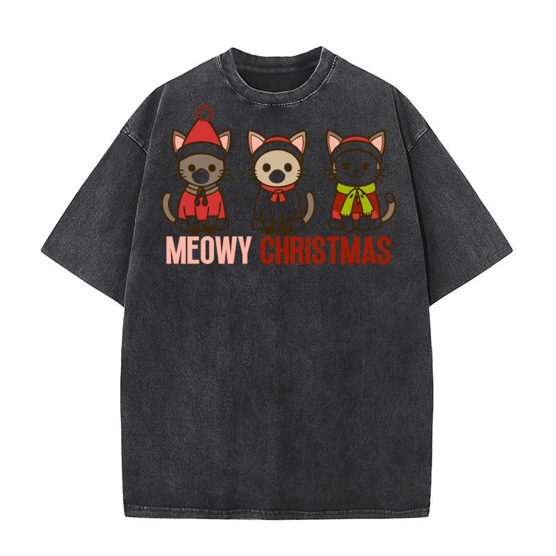 Meowy Christmas Cute Cats 05 Washed T-Shirt