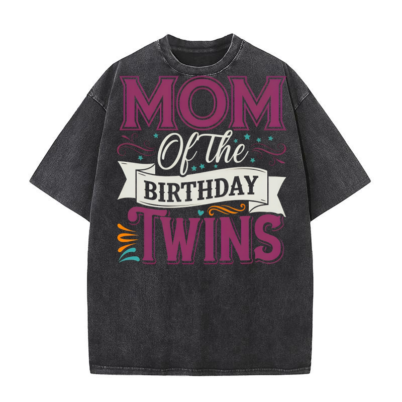 Mom Of The Birthday Twins 02 Washed T-Shirt