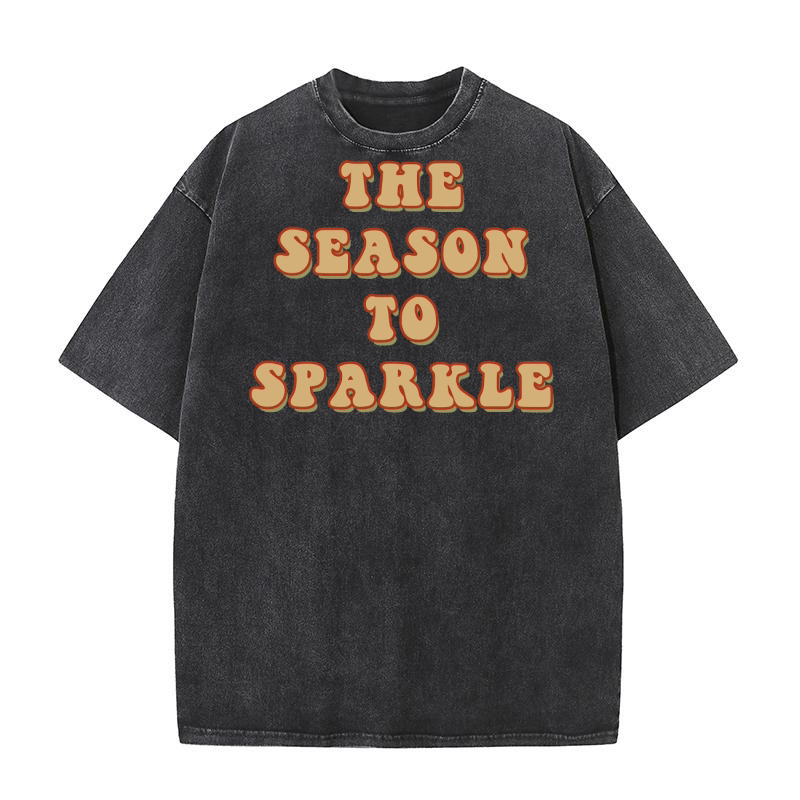 The Season to Sparkle Retro Brown Washed T-Shirt