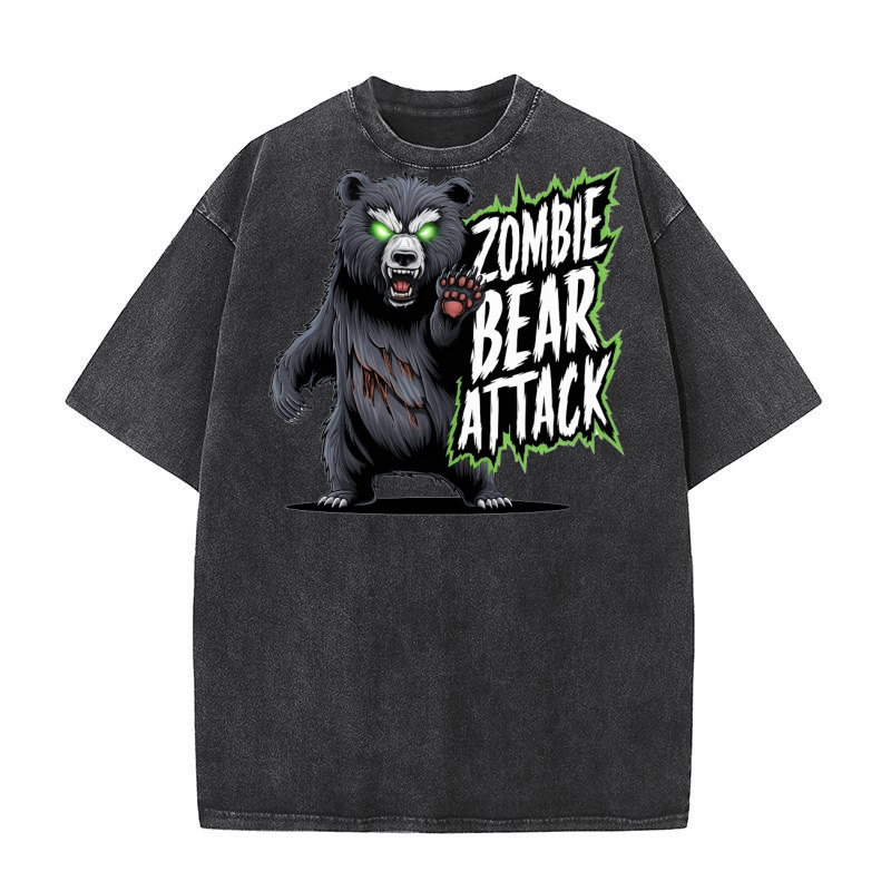 Zombie bear attack Washed T-Shirt
