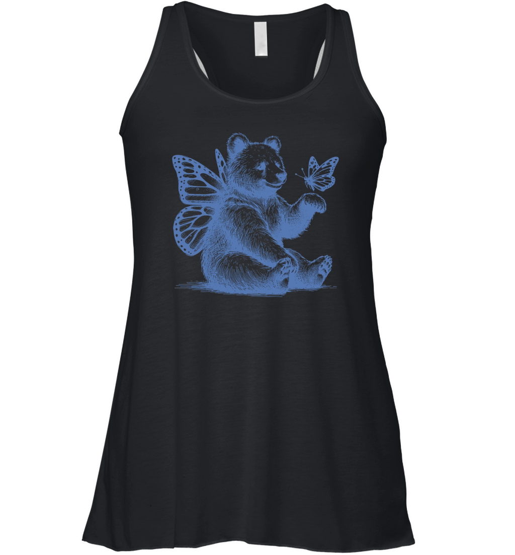 Bear With Butterfly Wings Vintage L iBlue Women's Flowy Tank Top