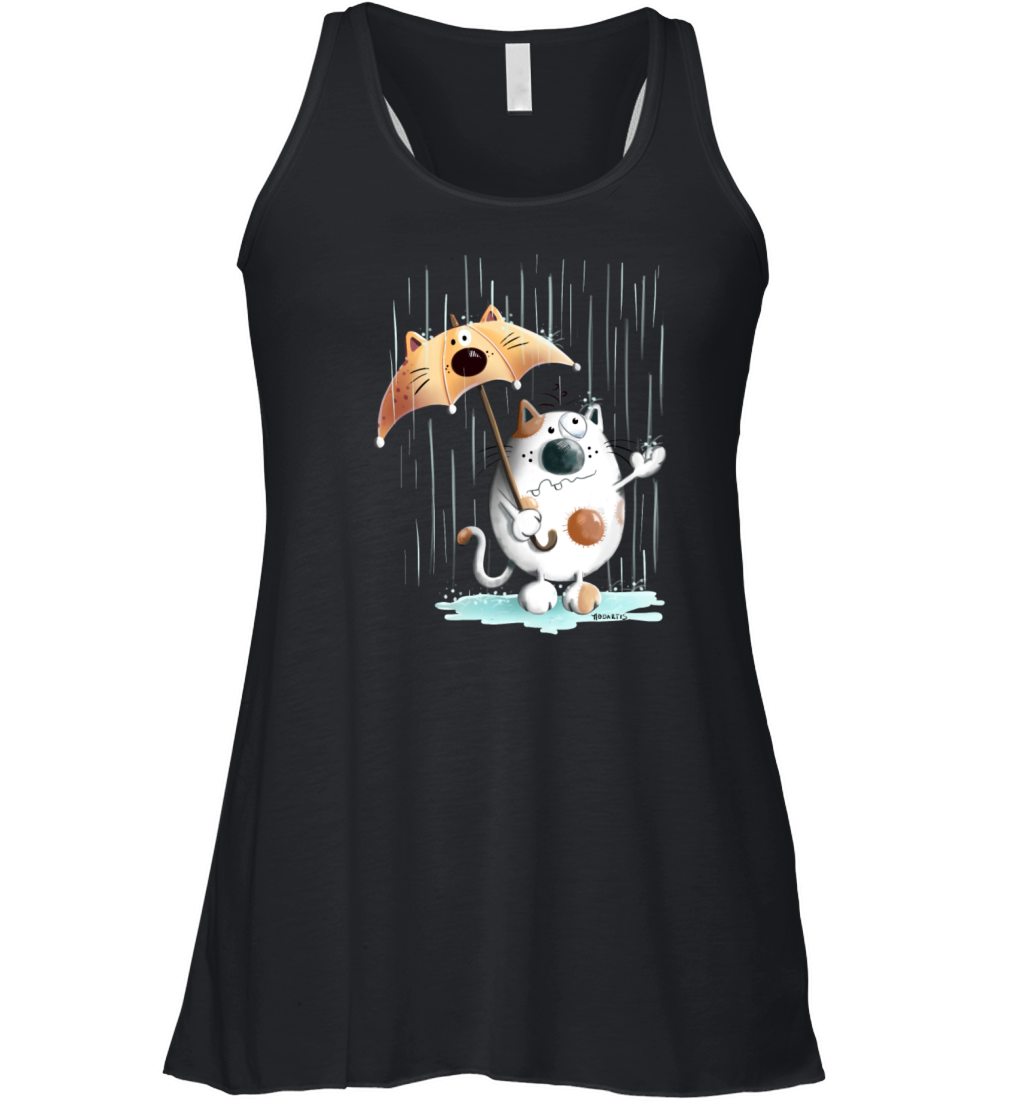 Cat In The Rain - Cats - Umbrella - Cartoon - Gift Women's Flowy Tank Top