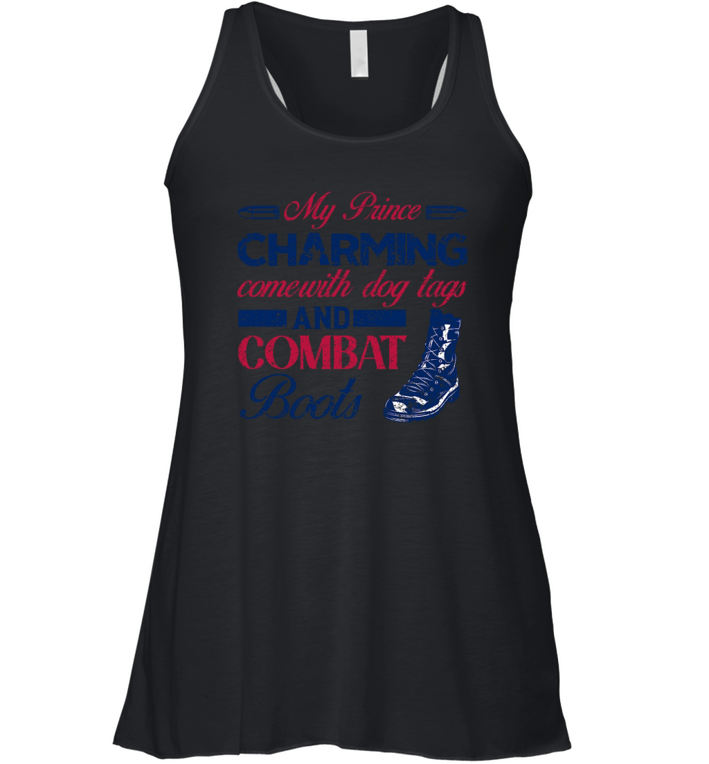 My Prince Charming Comewith Dog Tags And Combat Boots Women's Flowy Tank Top