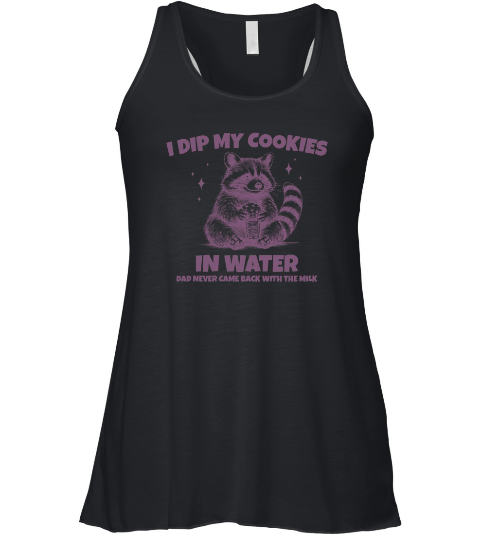 Raccoon Dip Cookie in Water L Purple Women's Flowy Tank Top