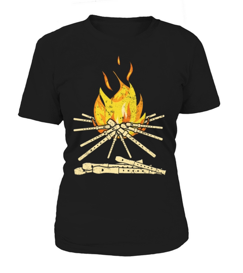Campfire Flute Flutist Recorder Music Musician Women's T-Shirt