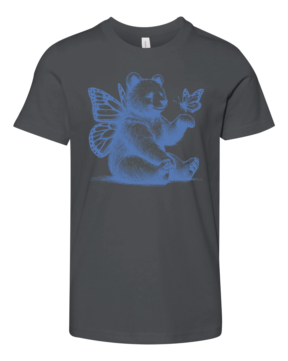 Bear With Butterfly Wings Vintage L iBlue Youth Unisex Jersey Tee