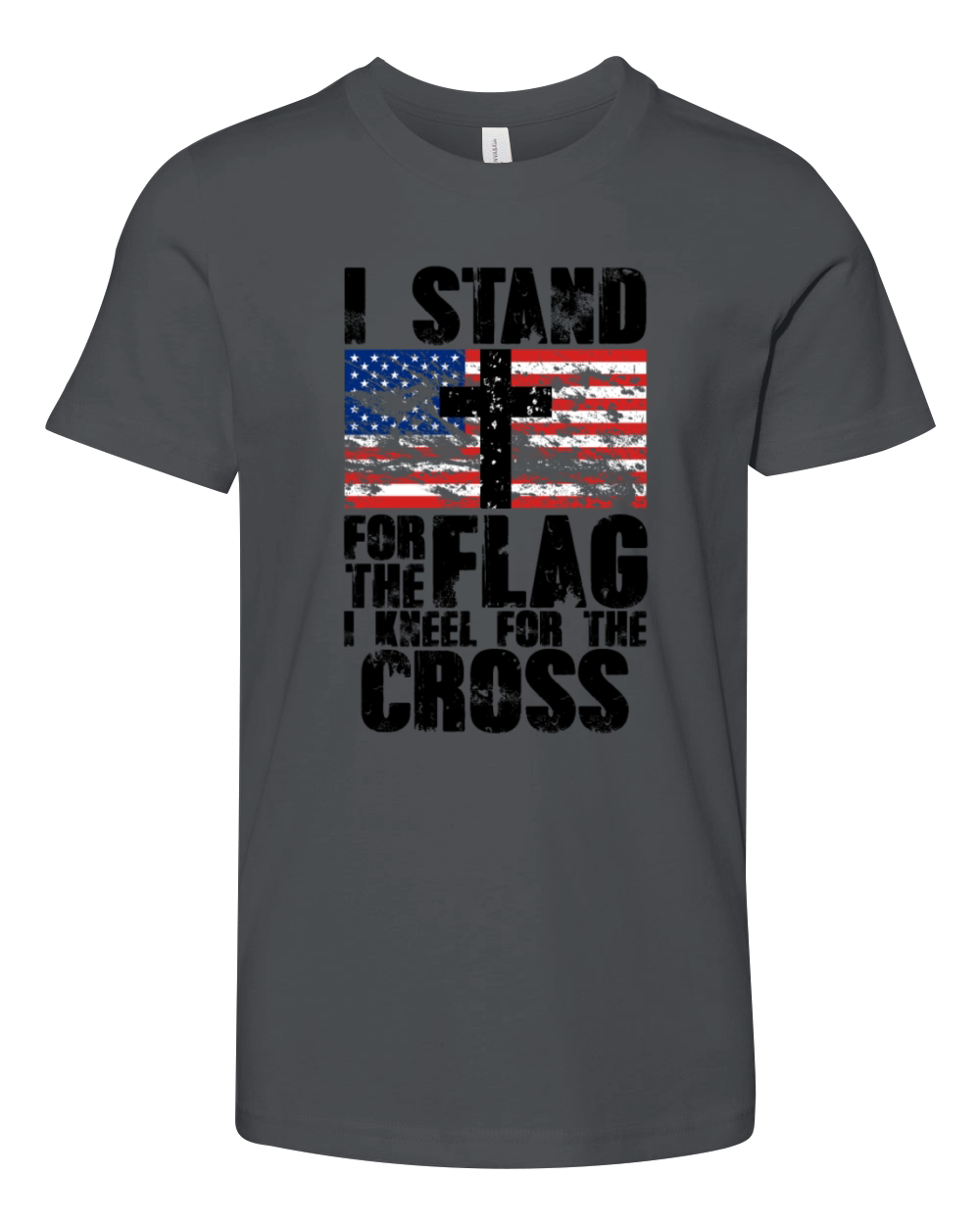 I Stand for the Flag I Kneel for the Cross Message Youth Unisex Jersey Tee