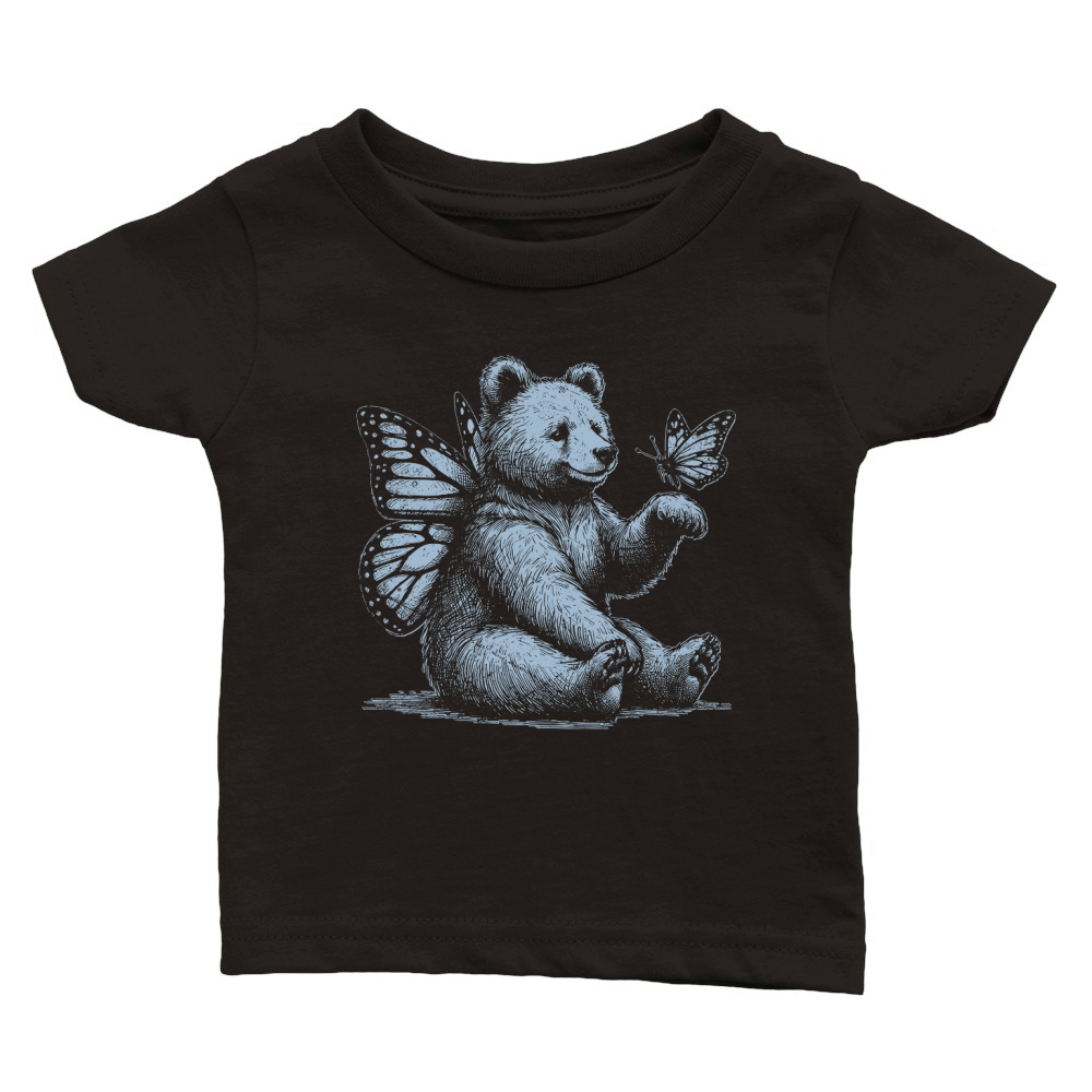 Bear With Butterfly Wings Vintage D Grey GR Classic Baby Crewneck T-shirt