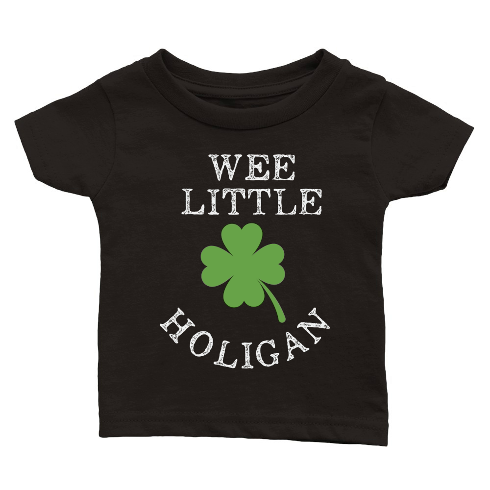 Wee Little Hooligan Clovers Kids Teen St Patricks Day Classic Baby Crewneck T-shirt