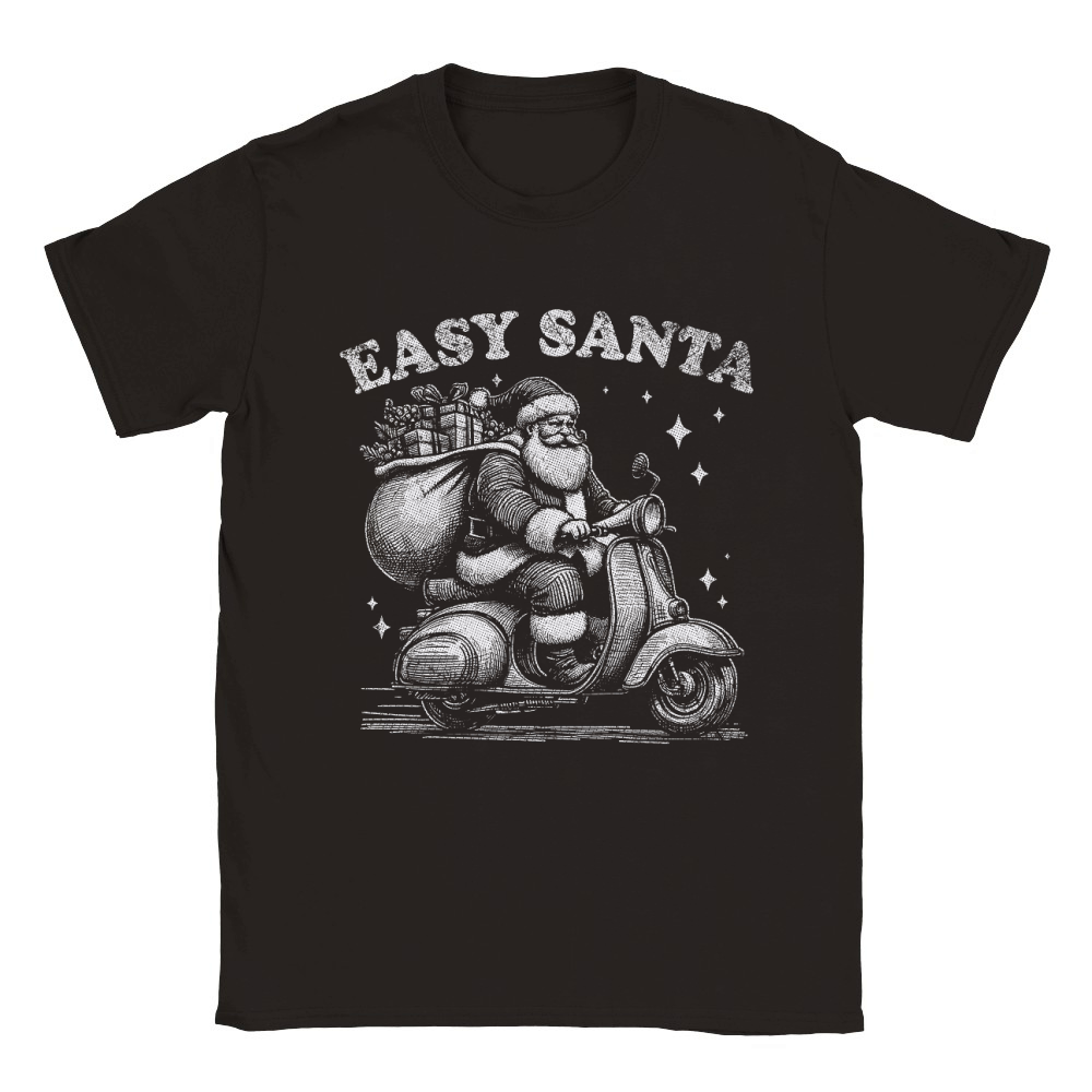 Easy Santa Riding Scooter D White GR Classic Kids Crewneck T-shirt