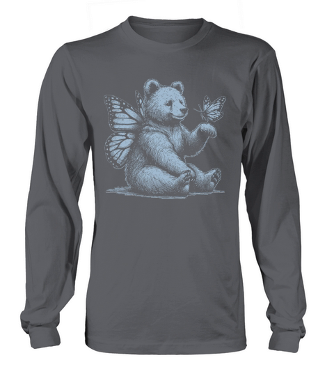 Bear With Butterfly Wings Vintage D Grey GR Long sleeved Unisex