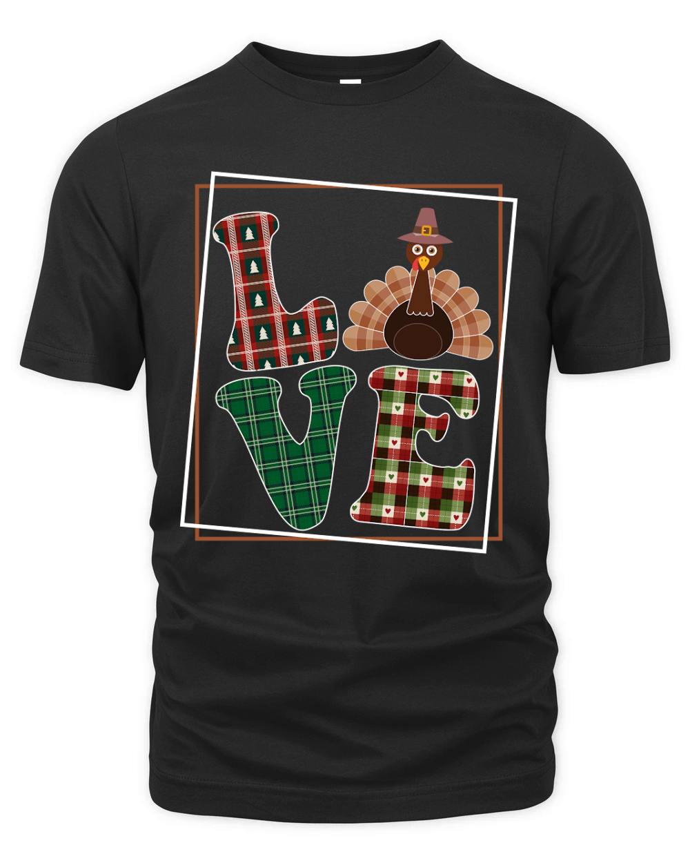 Love Turkey Pattern Thanksgiving Organic Unisex T-shirt