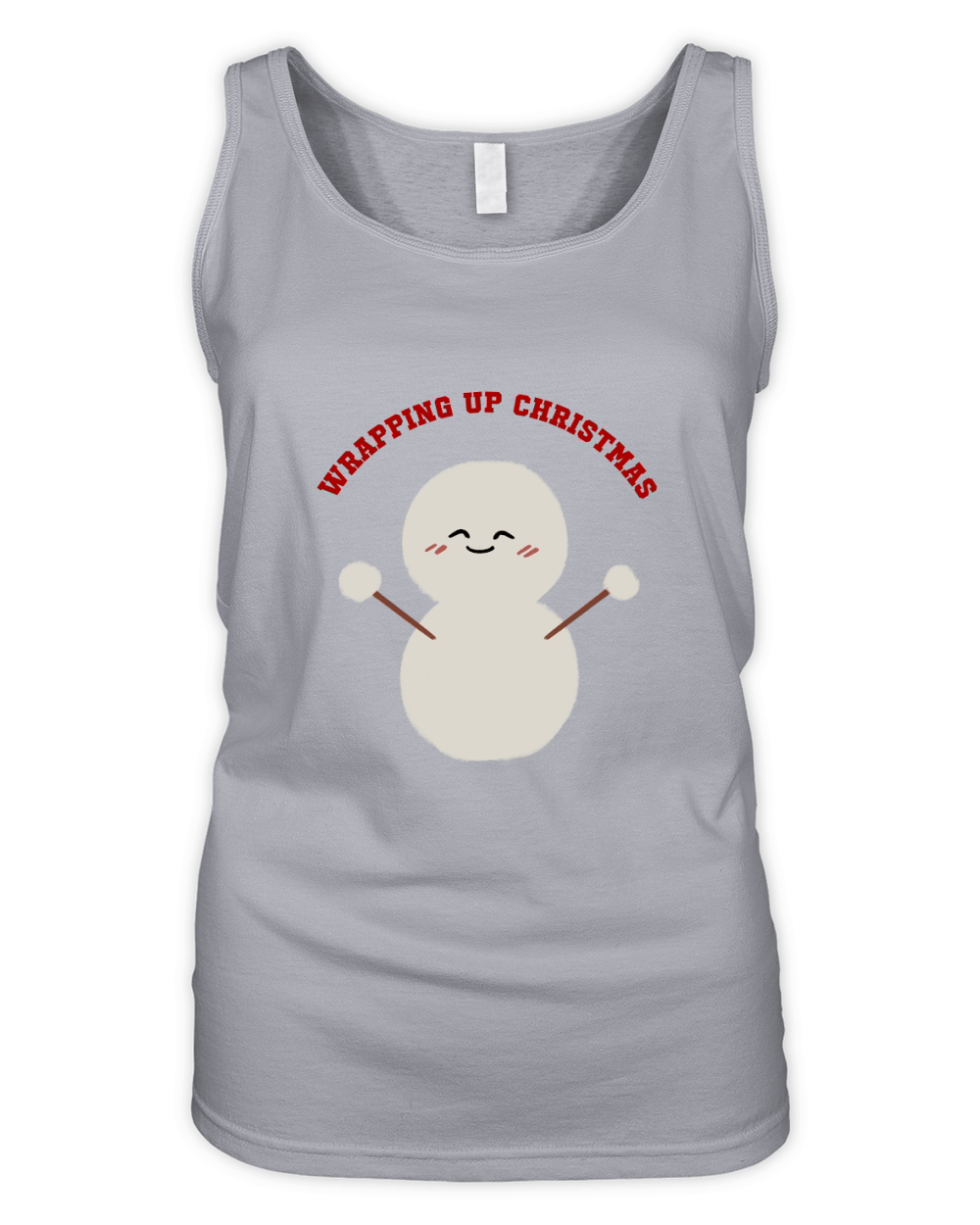 Wrapping Up Christmas snowman has a cute smiling face Organic Women's Tank Top