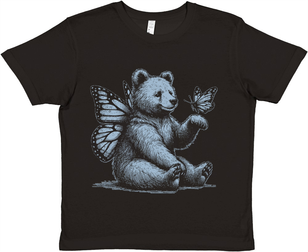 Bear With Butterfly Wings Vintage D Grey GR Premium Kids Crewneck T-shirt