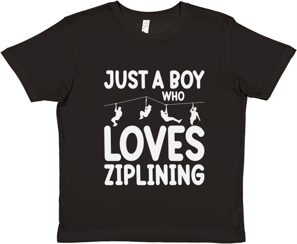 Just a Boy Who Loves Ziplining Premium Kids Crewneck T-shirt