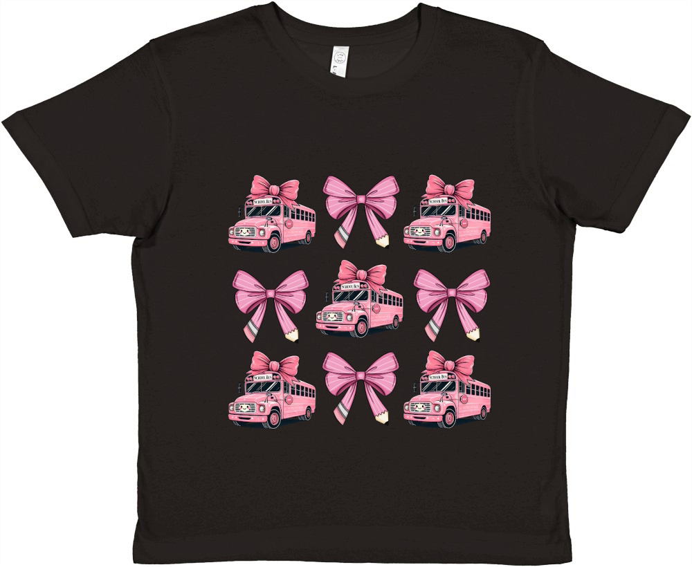 School Bus Coquette Bow 1 Premium Kids Crewneck T-shirt