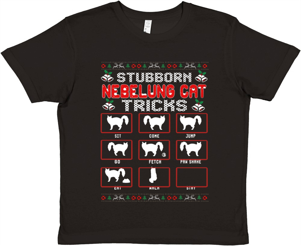 Stubborn Nebelung Cat Trick Christmas Ugly Premium Kids Crewneck T-shirt