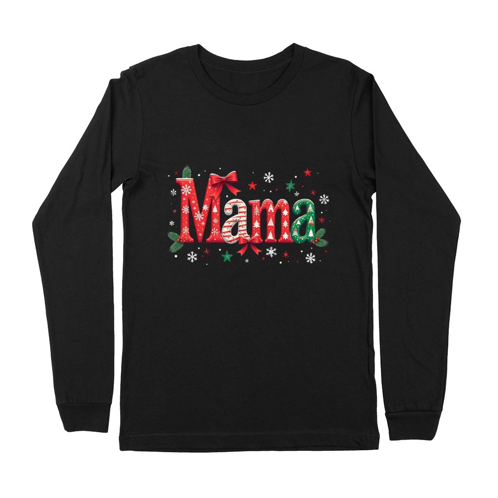 Festive Holiday Mama Typography Premium Long Sleeve