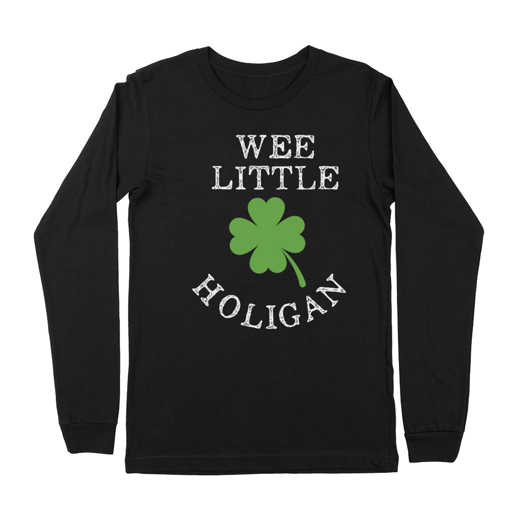 Wee Little Hooligan Clovers Kids Teen St Patricks Day Premium Long Sleeve