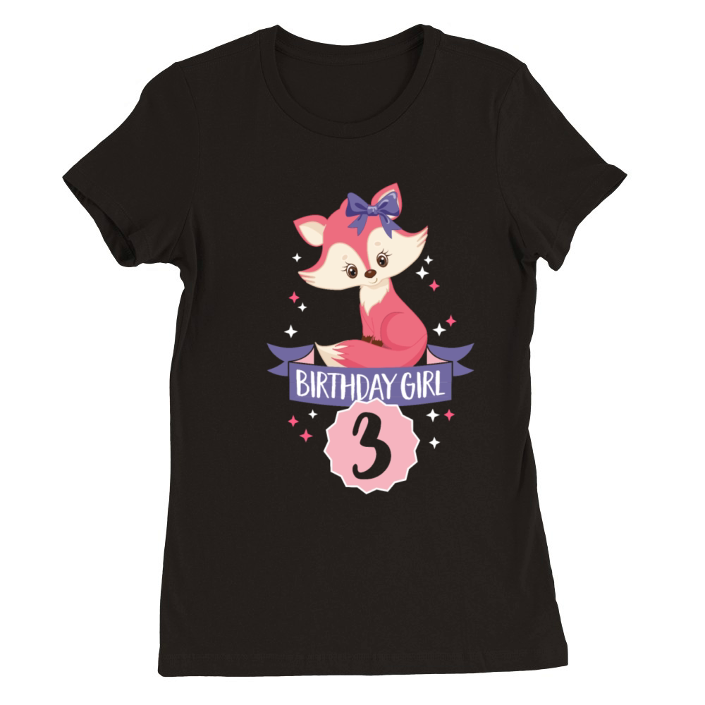 3 year fox Three years old Third birthday girl Premium Womens Crewneck T-shirt