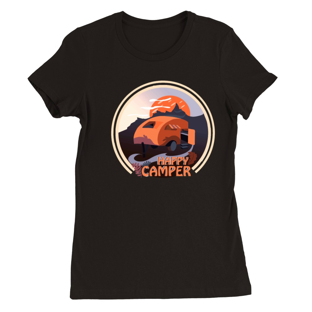 camping Vintage Happy Camper rv Premium Womens Crewneck T-shirt