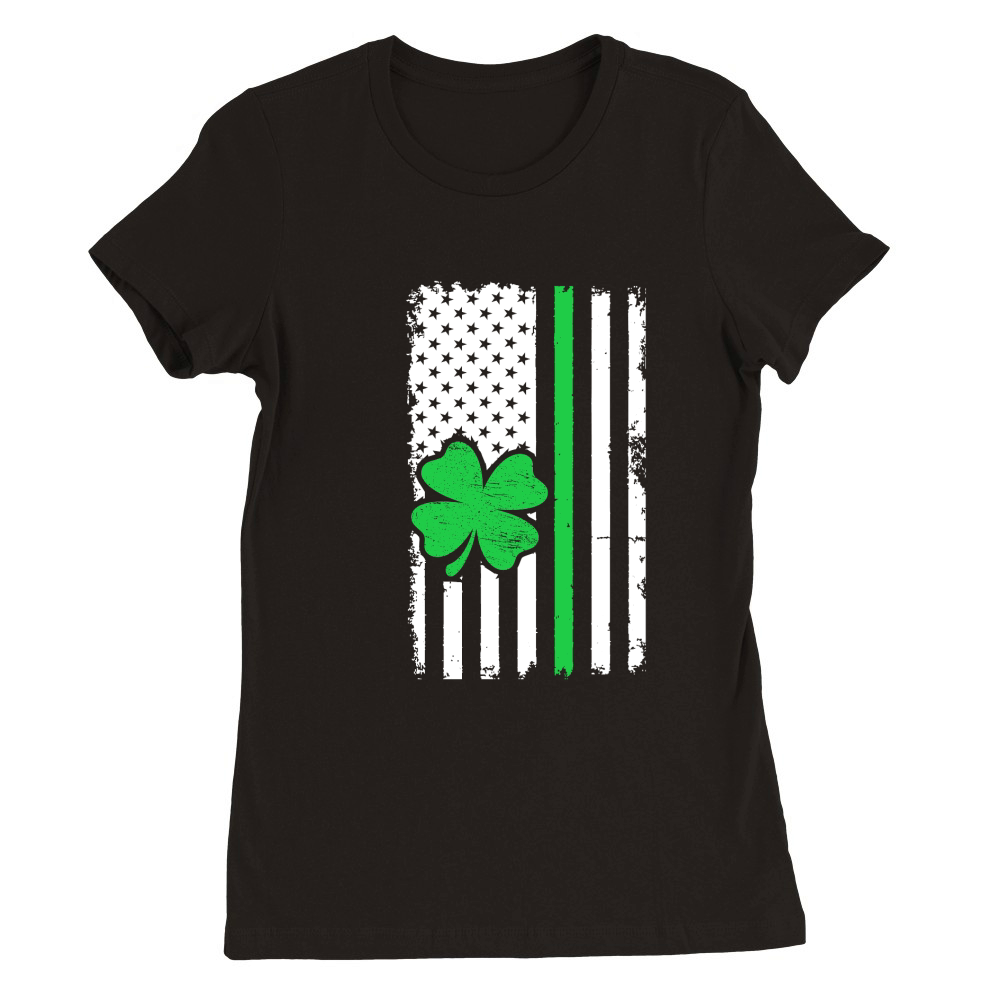 Vintage American Flag St. Patricks Day Premium Womens Crewneck T-shirt