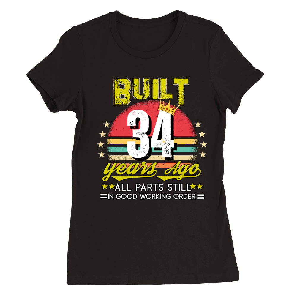 Vintage Birthday 34 Premium Womens Crewneck T-shirt