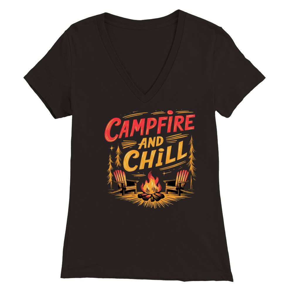 Campfire and Chill Premium Womens V-Neck T-shirt