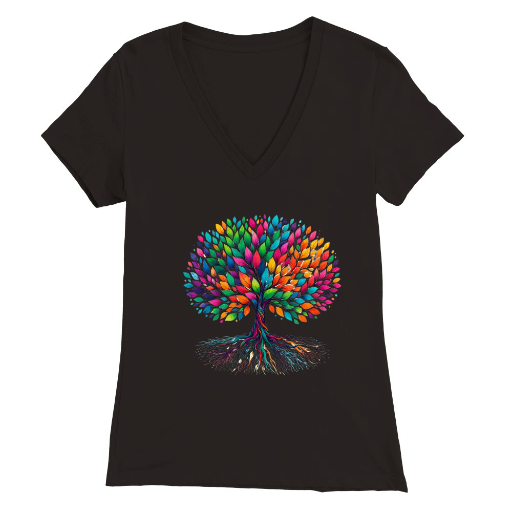 Colorful Tree Yoga Premium Womens V-Neck T-shirt