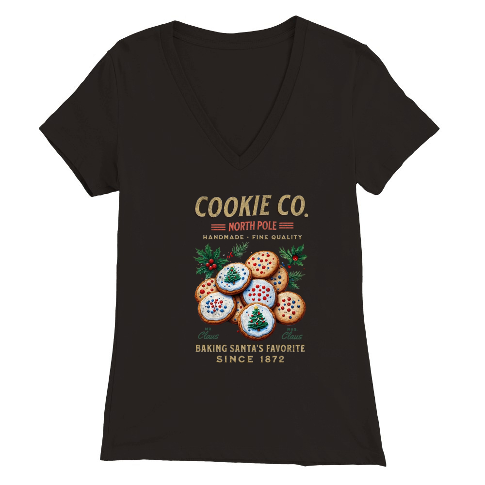 Cookie Co North Pole Handmade Fine Quality Premium Womens V-Neck T-shirt
