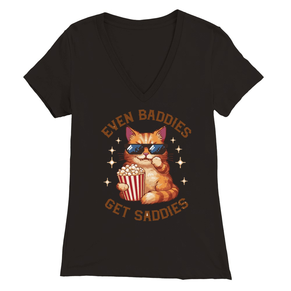 Even Baddies Get Saddies Premium Womens V-Neck T-shirt