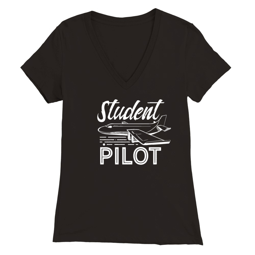 Student Pilot Aviation Airplane Aviator Premium Womens V-Neck T-shirt